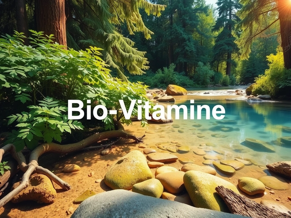 Peisaj natural seren, cu o pădure luxuriantă și un râu cristalin, simbolizând puritatea și originea naturală a ingredientelor Biovitaminecx.