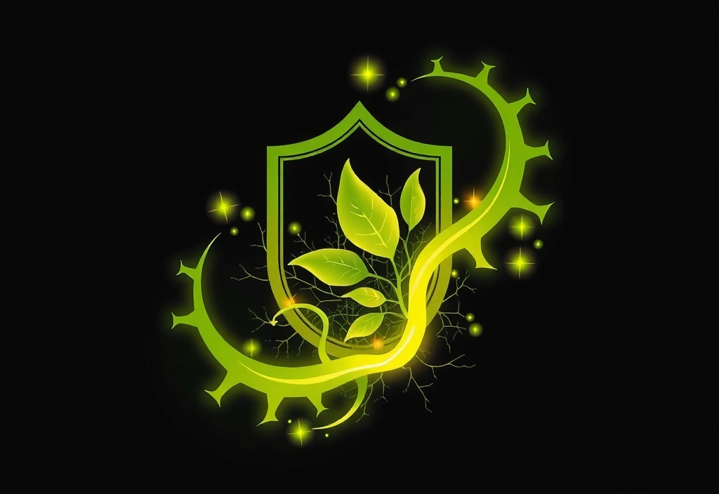 Scut protector format din elemente naturale simbolizând imunitatea puternică