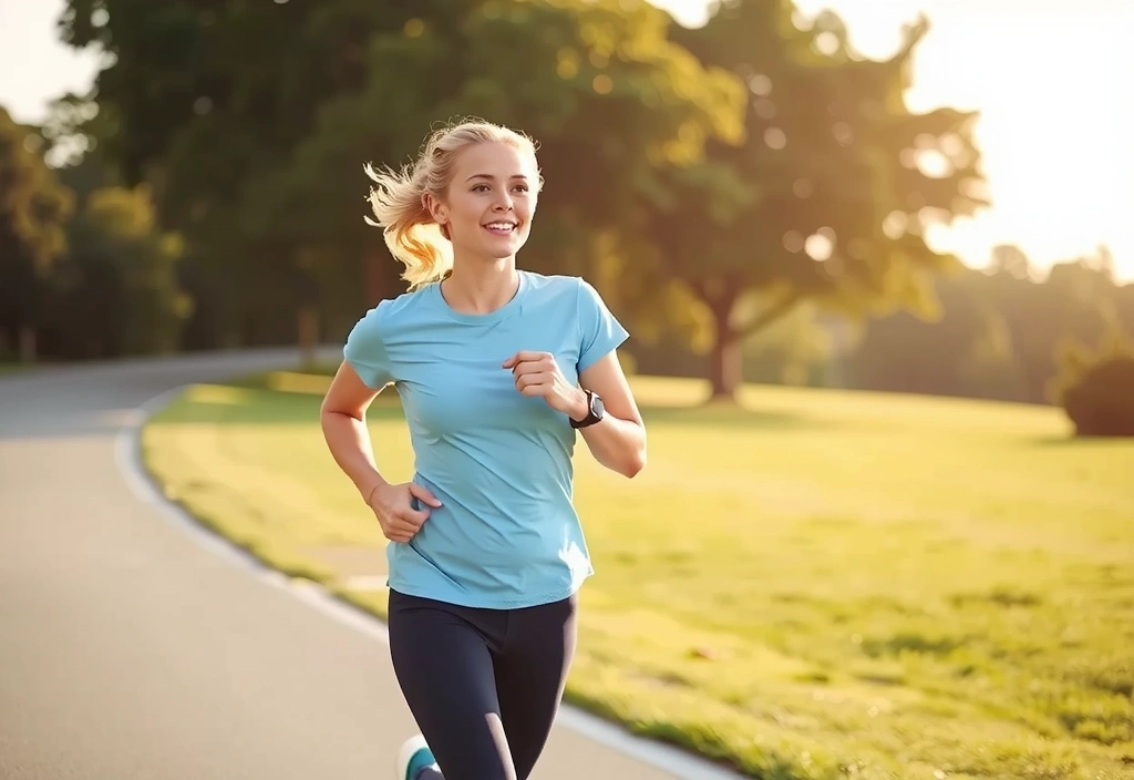 Femeie energică făcând sport, simbolizând vitalitatea