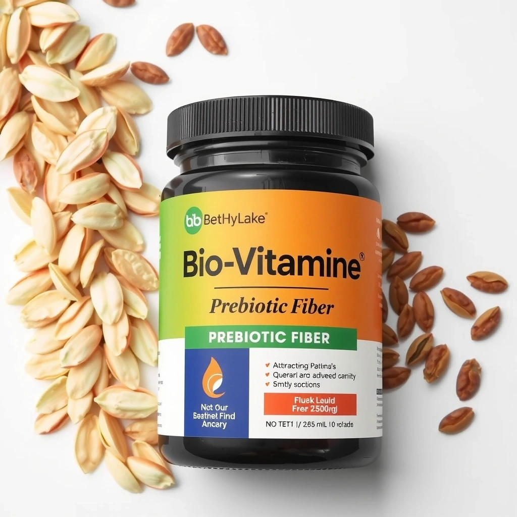 Imagine cu supliment de Fibre Prebiotice Biovitaminecx, cu ovăz și in în fundal